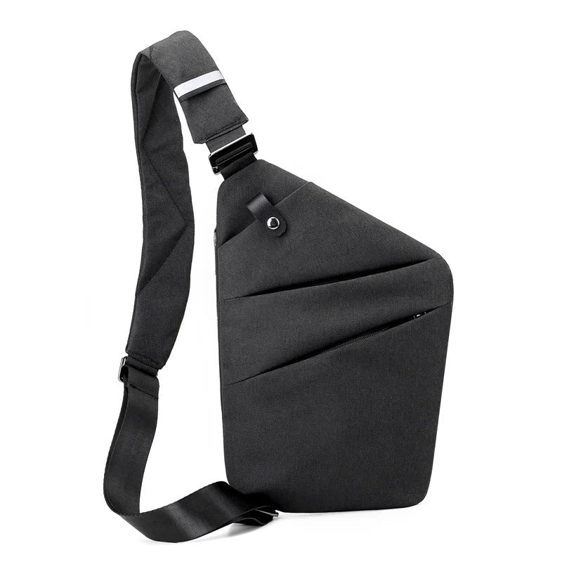 Anti-Theft Bag - Men's Slim Anti-Theft Crossbody Bag with Adjustable Strap-Shoulder Bags-Chaps London-Black-Left Shoulder-Chaps London