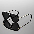 Aviator Sunglasses - Men's Double Bridge Metal Temples-Sunglasses-Chaps London-Black-Chaps London