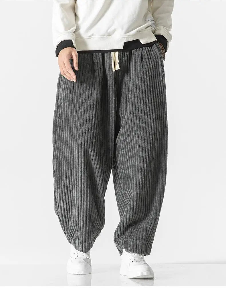 Baggy Pants - Drawstring - Loose Fit - Corduroy Pants - Men's Pants-Men Trousers-Chaps London-Chaps London