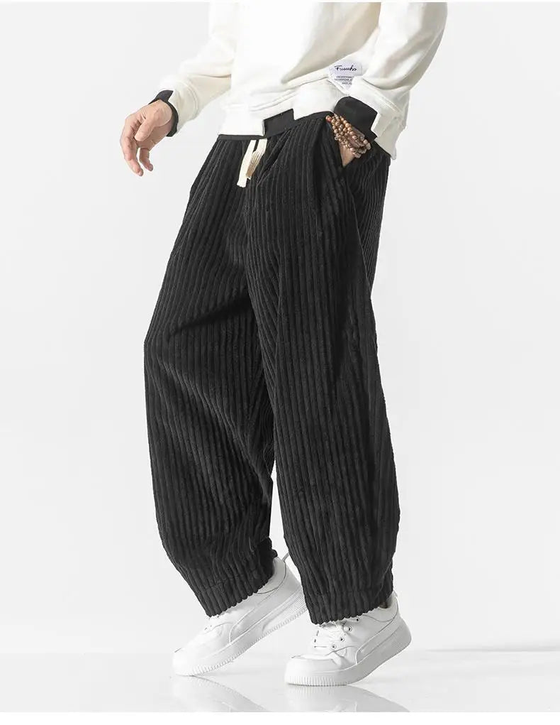 Baggy Pants - Drawstring - Loose Fit - Corduroy Pants - Men's Pants-Men Trousers-Chaps London-Chaps London