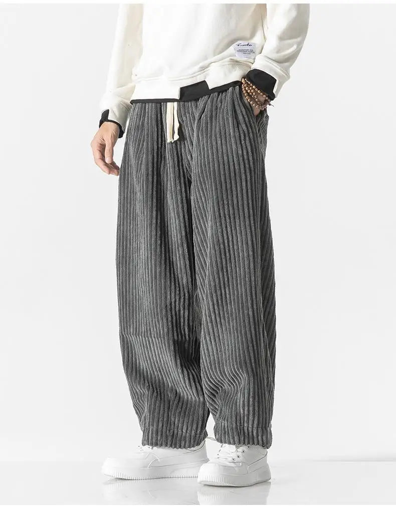 Baggy Pants - Drawstring - Loose Fit - Corduroy Pants - Men's Pants-Men Trousers-Chaps London-Chaps London