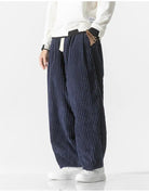 Baggy Pants - Drawstring - Loose Fit - Corduroy Pants - Men's Pants-Men Trousers-Chaps London-Navy Blue-M-Chaps London