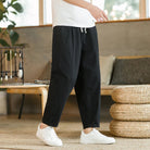 Baggy Pants - Drawstring - Loose Fit - Linen Pants - Men's Pants-Chaps London-Black-M-Chaps London