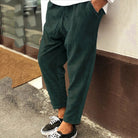 Baggy Pants - Men's Casual Loose Fit Corduroy Pants-Men Summer Pants-Chaps London-Green-S-Chaps London