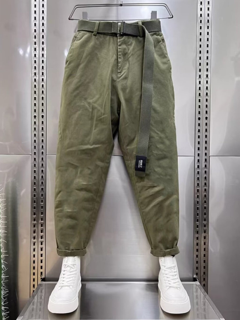 Baggy Pants | Slouchy | Belt | Loose Fit Pants | Men's Pants-Men’s Baggy Pants-Chaps London-Green-XXS-Chaps London