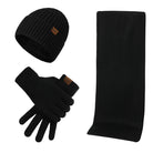 Beanie Scarf and Gloves Set - Men's Knitted-Winter Accessory Set-Chaps London-Black-Chaps London