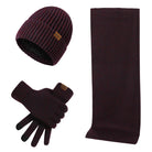 Beanie Scarf and Gloves Set - Men's Knitted-Winter Accessory Set-Chaps London-Bordeaux-Chaps London