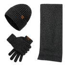 Beanie Scarf and Gloves Set - Men's Knitted-Winter Accessory Set-Chaps London-Dark Grey-Chaps London