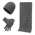Beanie Scarf and Gloves Set - Men's Knitted-Winter Accessory Set-Chaps London-Grey-Chaps London