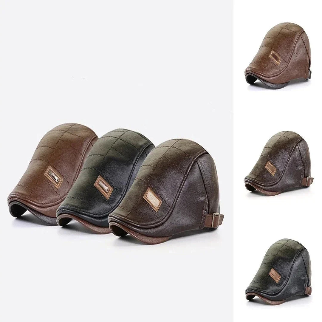 Beret - Leather - Paddy Cap - Flat Cap - Men's Hats-Leather Beret-Chaps London-Chaps London