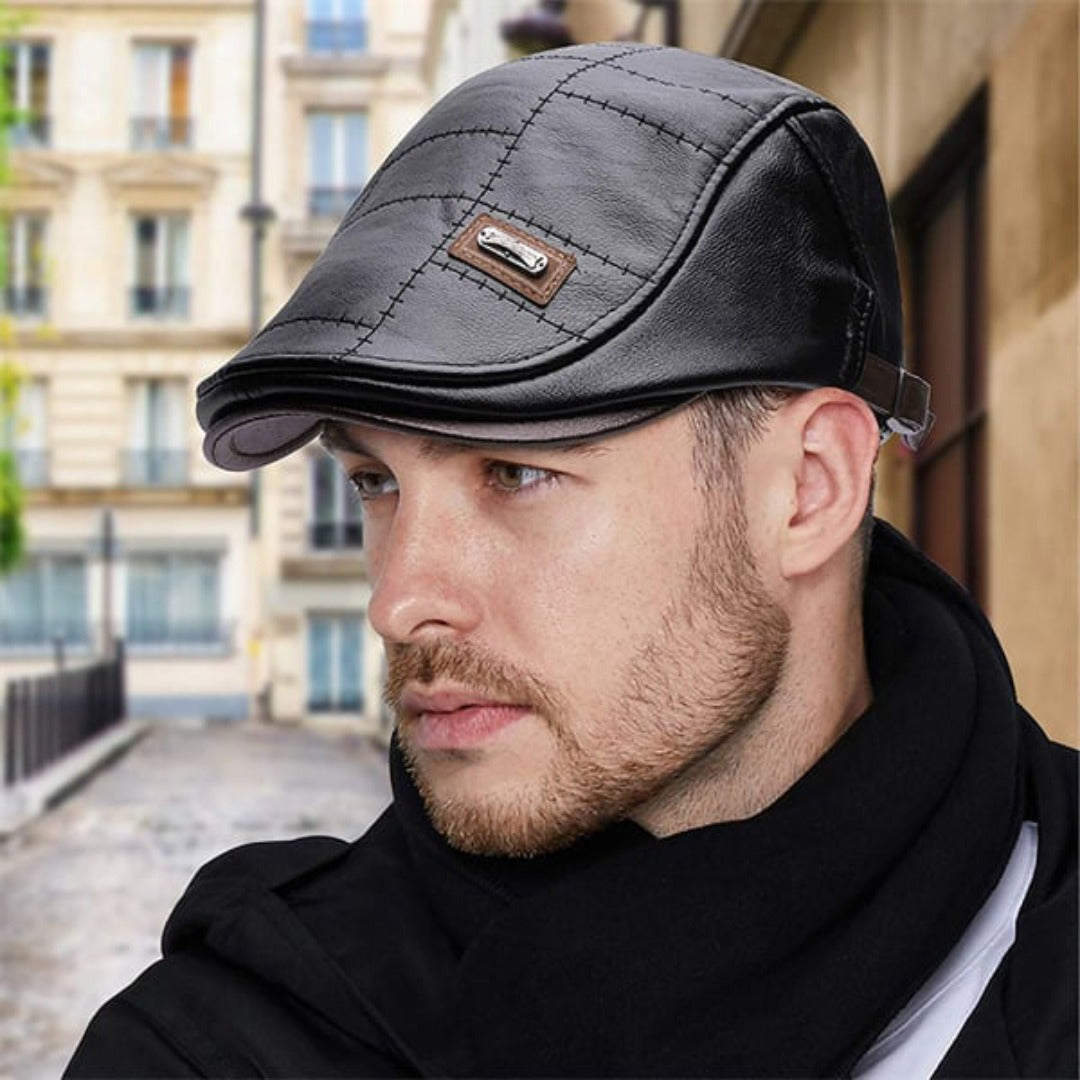 Beret - Leather - Paddy Cap - Flat Cap - Men's Hats-Leather Beret-Chaps London-Chaps London
