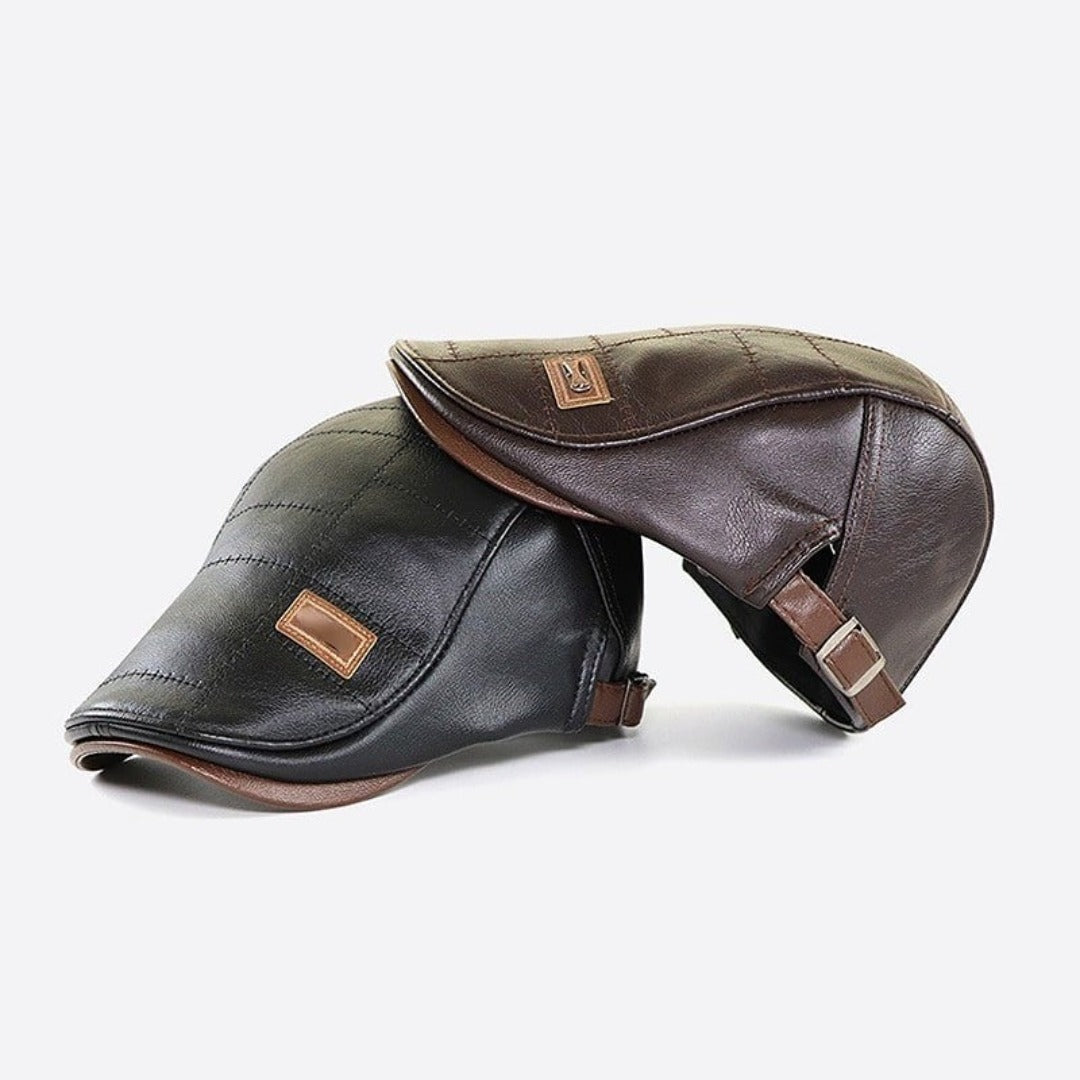 Beret - Leather - Paddy Cap - Flat Cap - Men's Hats-Leather Beret-Chaps London-Chaps London