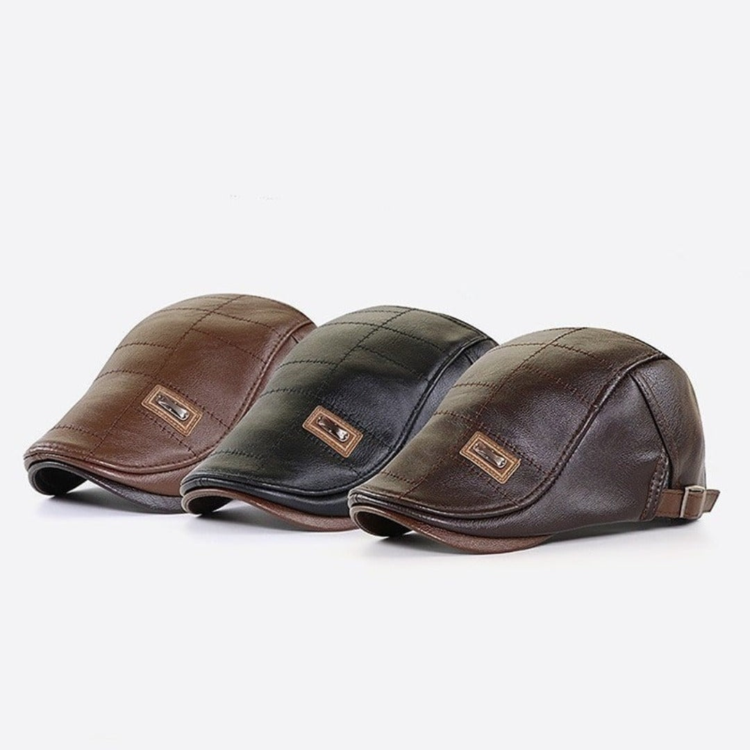 Beret - Leather - Paddy Cap - Flat Cap - Men's Hats-Leather Beret-Chaps London-Chaps London