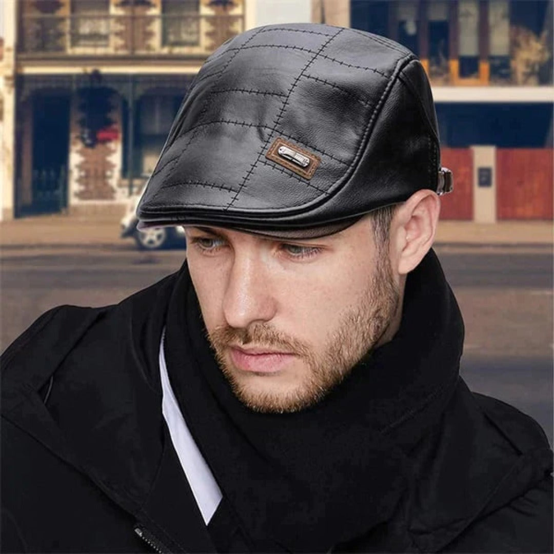 Beret - Leather - Paddy Cap - Flat Cap - Men's Hats-Leather Beret-Chaps London-Chaps London