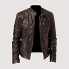Biker Jacket - Men's Regular Fit Vegan Leather-Men's Leather Jacket-Chaps London-Dark Brown-S-Chaps London