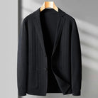 Blazer Cardigan - Men's Casual V-Neck Button-Up Blazer-Chaps London-Black-M-Chaps London
