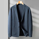 Blazer Cardigan - Men's Casual V-Neck Button-Up Blazer-Chaps London-Blue-M-Chaps London