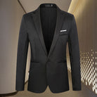 Blazer - Men's Formal Tailored Single Breasted Suit Jacket-Fashion Casual Blazer-Chaps London-Black-M-Chaps London