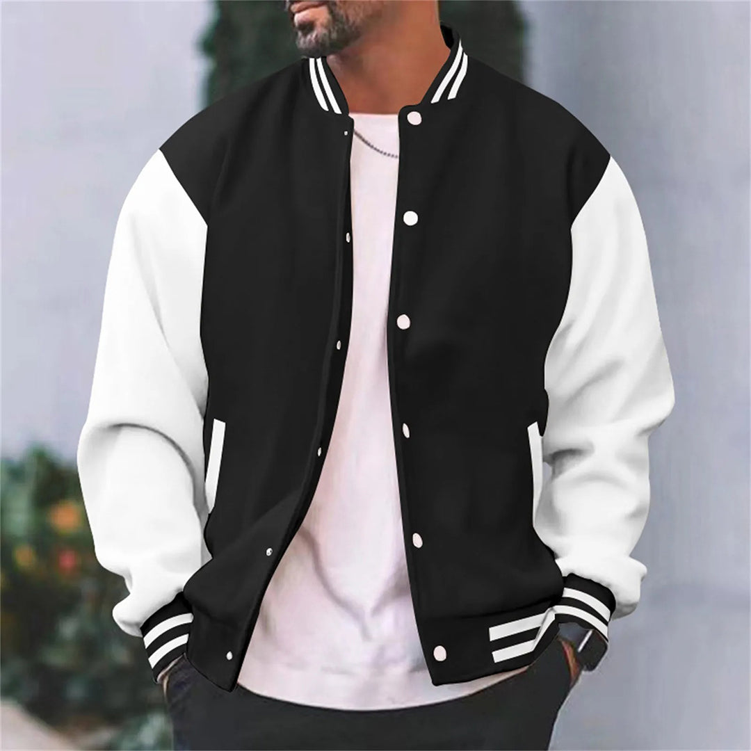 Bomber Jacket - Button-Up - Summer - Baseball Jacket - Men's Jacket-Chaps London-Black-S-Chaps London