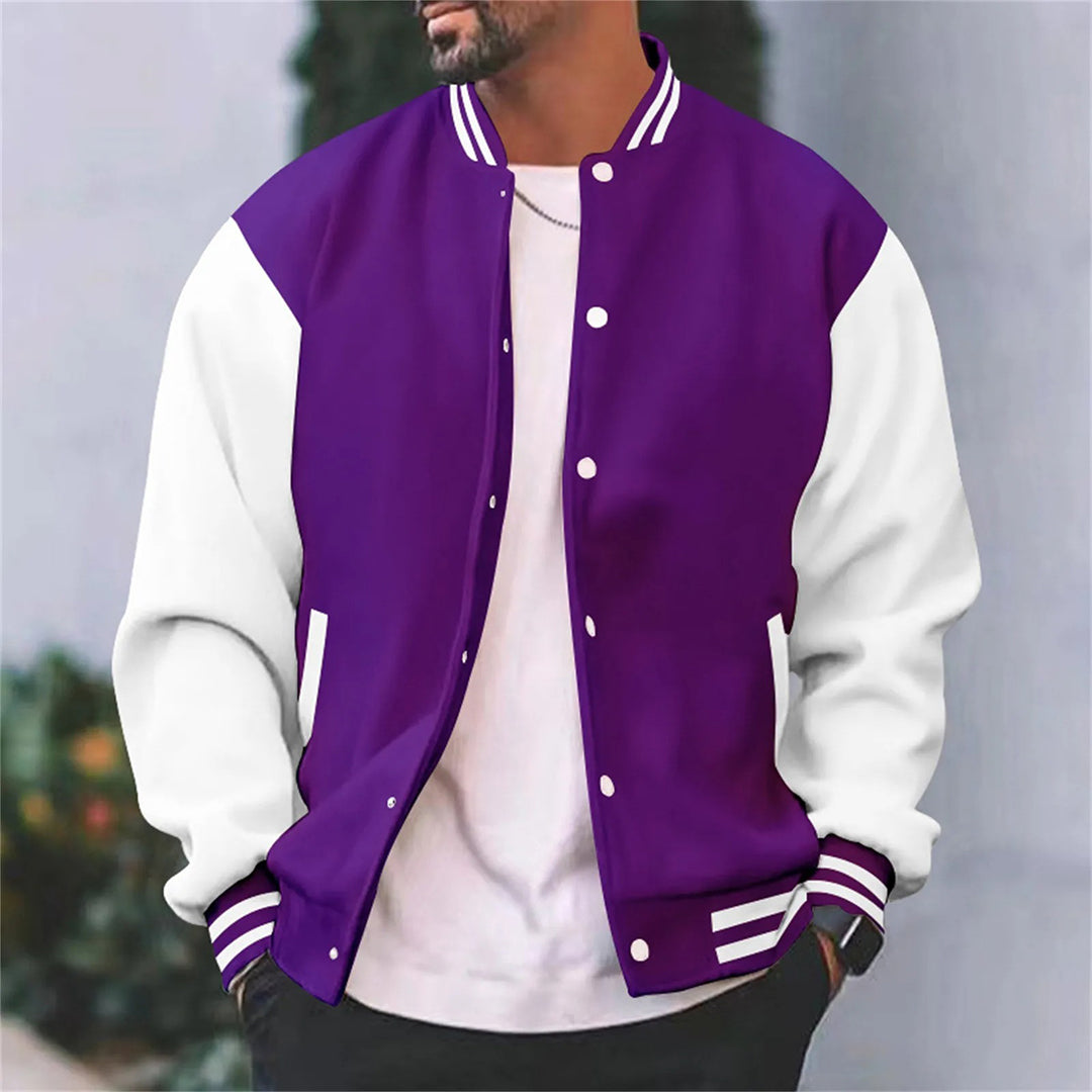 Bomber Jacket - Button-Up - Summer - Baseball Jacket - Men's Jacket-Chaps London-Purple-S-Chaps London