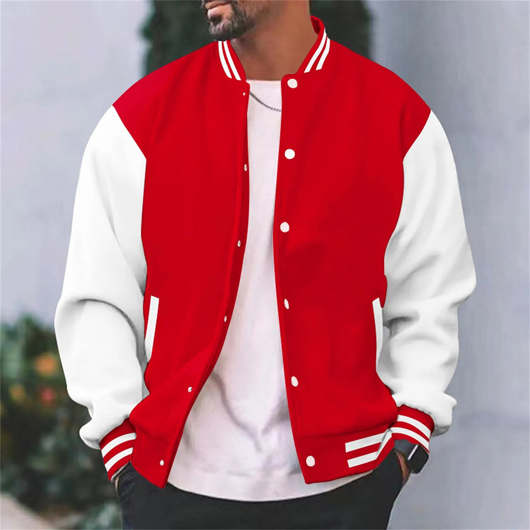 Bomber Jacket - Button-Up - Summer - Baseball Jacket - Men's Jacket-Chaps London-Red-S-Chaps London