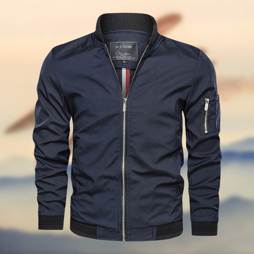 Bomber Jacket - Lightweight Zippered Harrington Jacket for Men-Jackets-Chaps London-Blue-S-Chaps London