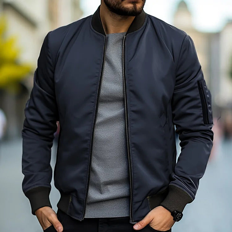 Bomber Jacket - Slim Fit - Zip-Up - Lightweight Jacket - Men's Jacket-Bomber Jacket-Chaps London-Blue-S-Chaps London