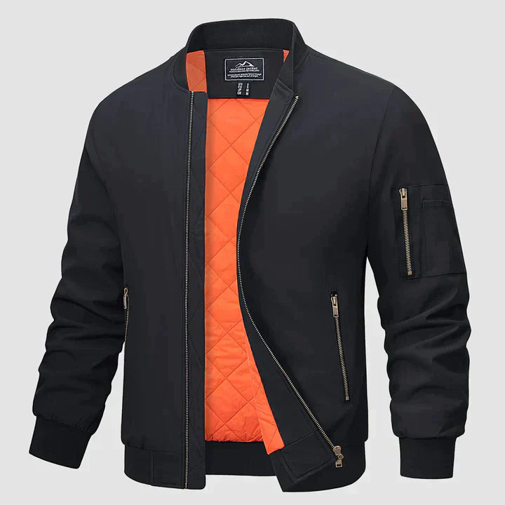 Bomber Jacket | Zip-Up | Lightweight | Windproof Jacket | Men's Jacket-Chaps London-Black-S-Chaps London