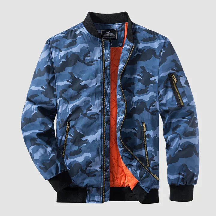 Bomber Jacket | Zip-Up | Lightweight | Windproof Jacket | Men's Jacket-Chaps London-Blue Camouflage-S-Chaps London