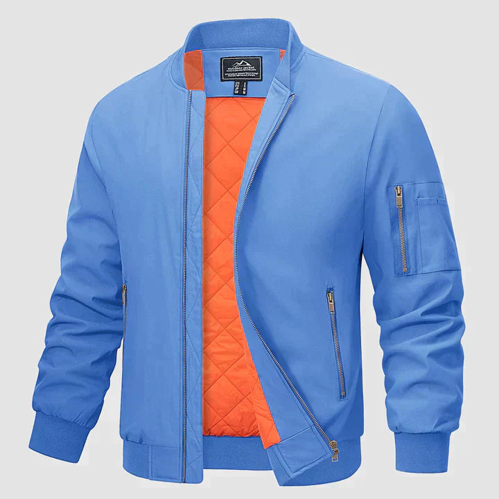 Bomber Jacket | Zip-Up | Lightweight | Windproof Jacket | Men's Jacket-Chaps London-Light Blue-S-Chaps London