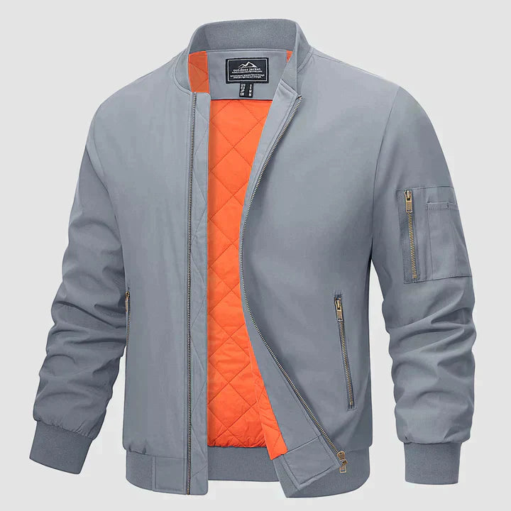 Bomber Jacket | Zip-Up | Lightweight | Windproof Jacket | Men's Jacket-Chaps London-Light Gray-S-Chaps London
