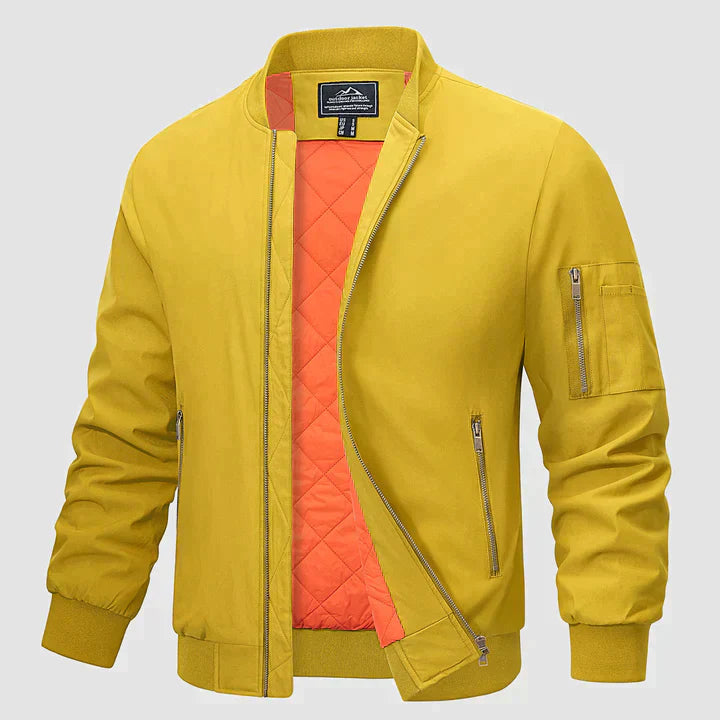 Bomber Jacket | Zip-Up | Lightweight | Windproof Jacket | Men's Jacket-Chaps London-Yellow-S-Chaps London