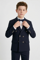 Boys Blazer | Navy Textured | Double Breasted | Slim Fit-Boys Blazer-Chaps London-Chaps London
