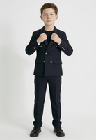Boys Blazer | Navy Textured | Double Breasted | Slim Fit-Boys Blazer-Chaps London-Chaps London