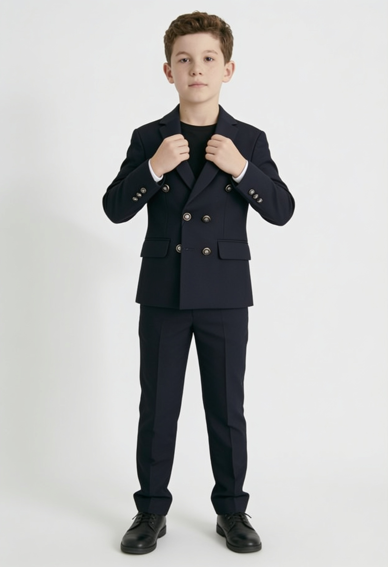 Boys Blazer | Navy Textured | Double Breasted | Slim Fit-Boys Blazer-Chaps London-Chaps London