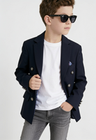 Boys Blazer | Navy Textured | Double Breasted | Slim Fit-Boys Blazer-Chaps London-Navy-2 Years-Chaps London