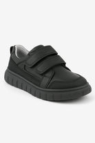 Boys School Shoes | Black Leather | Sporty Velcro School Trainers-Shoes-Chaps London-Black-Child 8-Chaps London