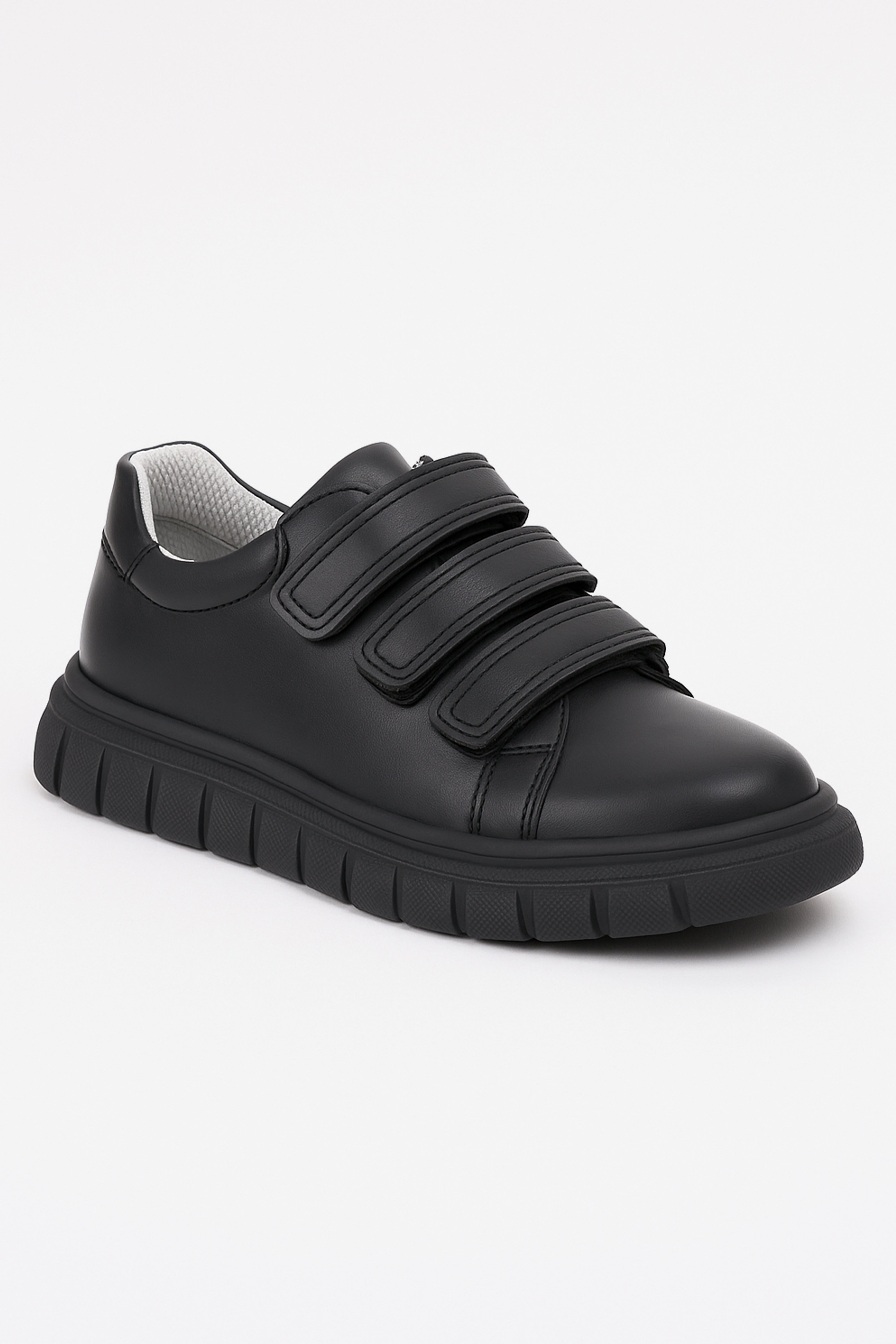 Boys School Shoes | Black Leather | Triple Strap School Trainers-Shoes-Chaps London-Black-Child 8-Chaps London