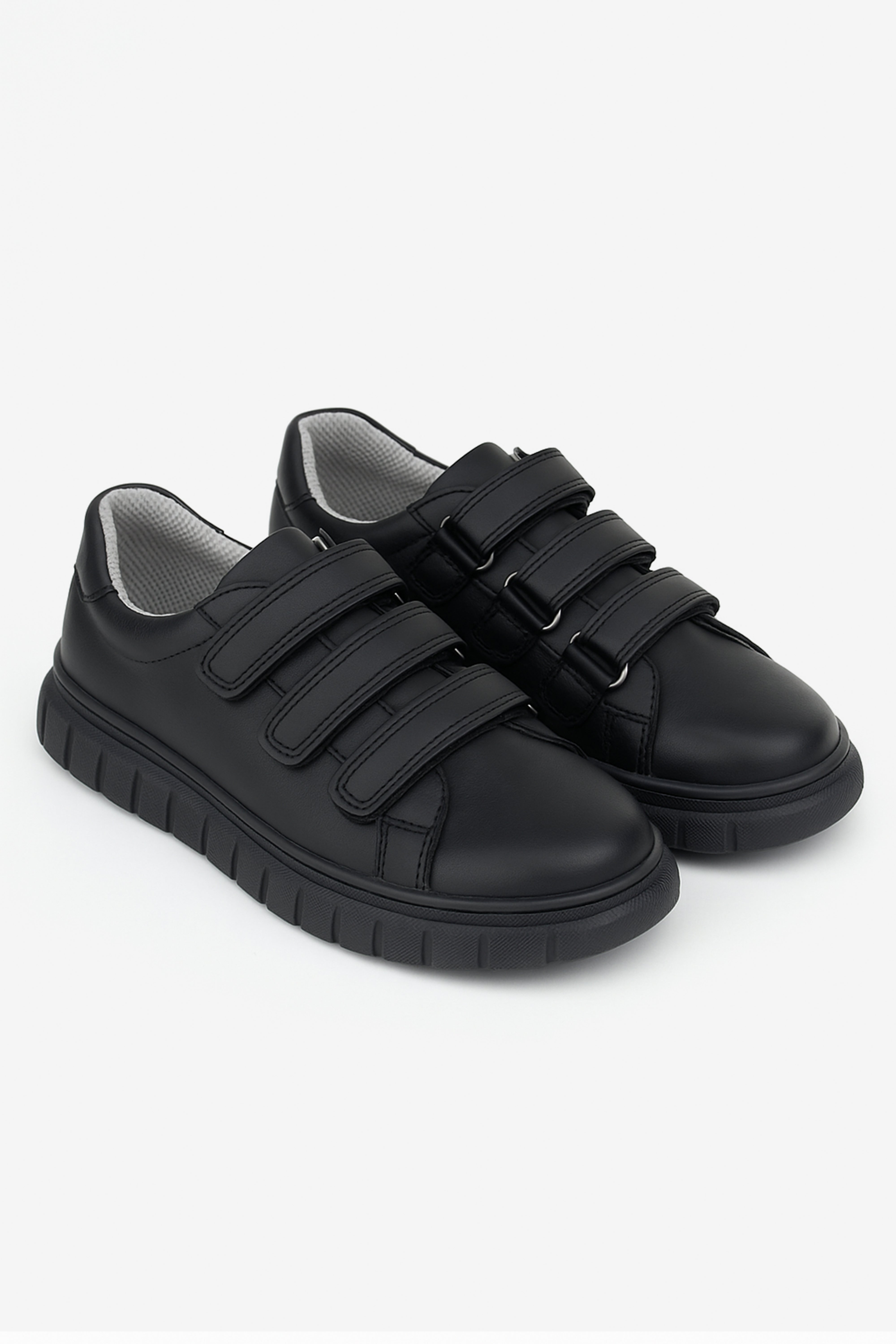 Boys School Shoes | Black Leather | Triple Strap School Trainers-Shoes-Chaps London-Chaps London