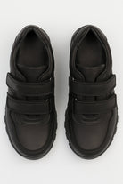 Boys School Shoes | Black Leather | Velcro School Trainers-Shoes-Chaps London-Chaps London