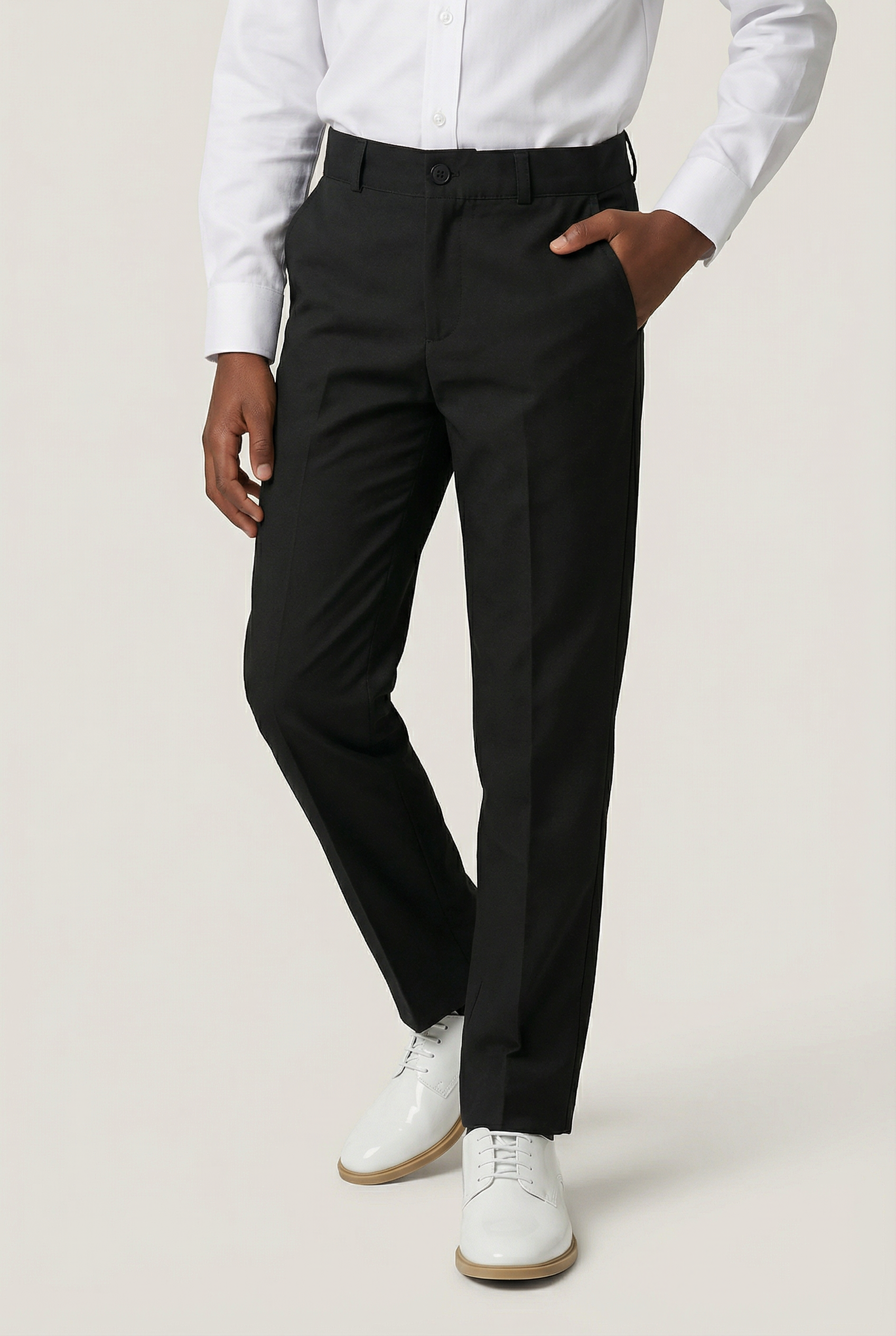 Boys School Trousers | Black Slim Fit | Adjustable Waist-Boys Trousers-Chaps London-Black-1 Year-Chaps London