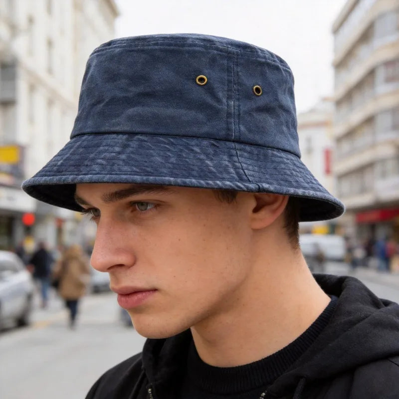 Bucket Hat - Men's Washed Cotton Wide Brim-Bucket Hat-Chaps London-Chaps London