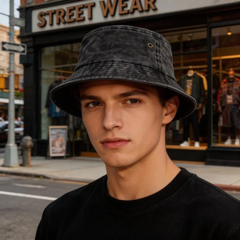 Bucket Hat - Men's Washed Cotton Wide Brim-Bucket Hat-Chaps London-Chaps London