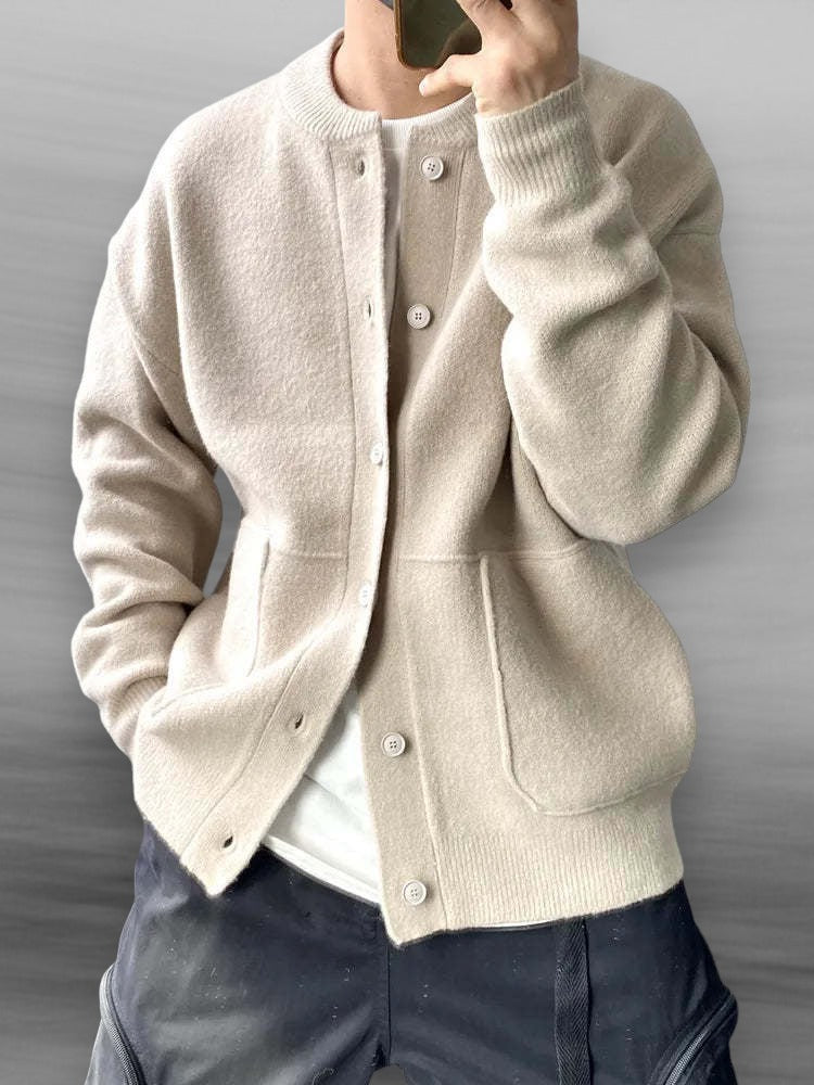Button-Up Cardigan | Casual | Pockets | Knit Cardigan | Men's Cardigan-Cardigan-Chaps London-Beige-S-Chaps London