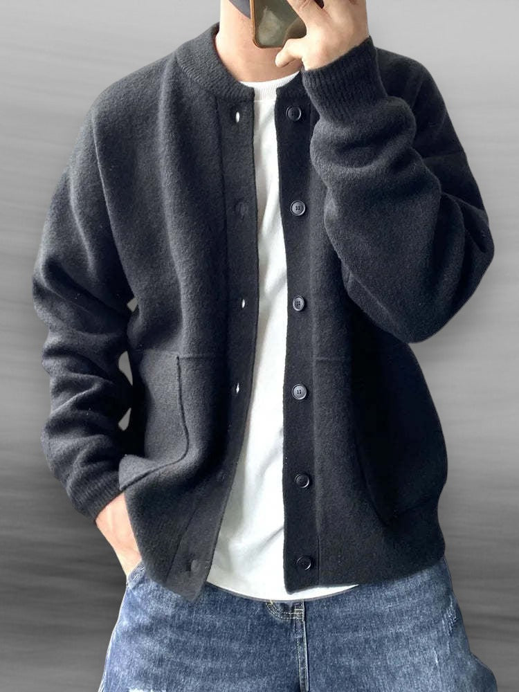 Button-Up Cardigan | Casual | Pockets | Knit Cardigan | Men's Cardigan-Cardigan-Chaps London-Black-S-Chaps London