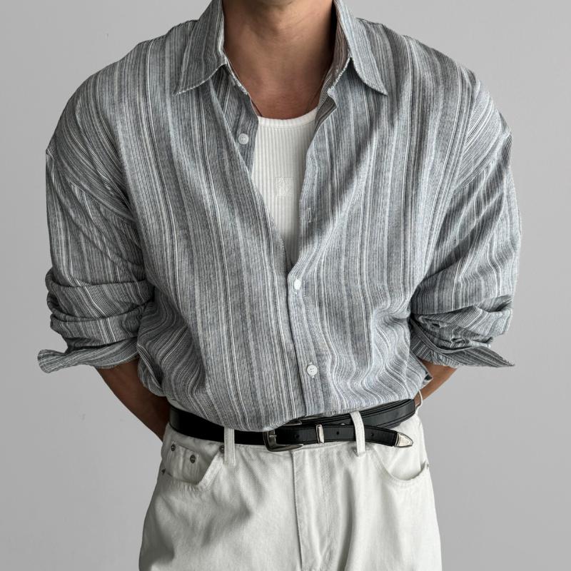 Button-Up Shirt | Casual | Collared | Long Sleeve Shirt | Men's Shirts-Shirts & Tops-Chaps London-Black-M-Chaps London