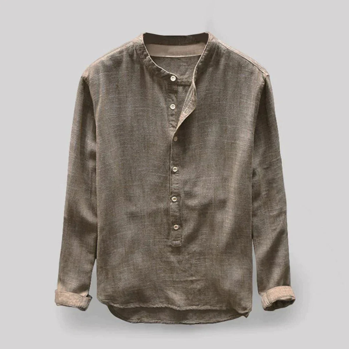Button-Up Shirt - Long Sleeve - Loose Fit - Henley Shirt - Men's Shirt-Chaps London-Chaps London
