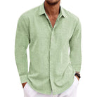 Button-Up Shirt - Long Sleeve - Regular Fit - Collared Shirt - Shirts for Men-Men's Top-Chaps London-Green-S-Chaps London