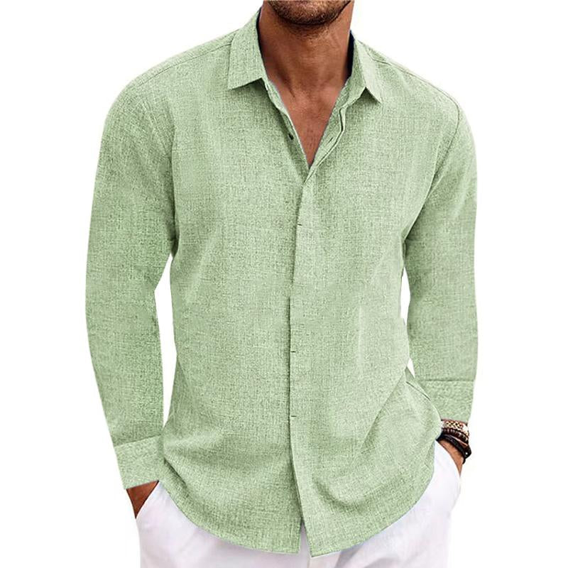 Button-Up Shirt - Long Sleeve - Regular Fit - Collared Shirt - Shirts for Men-Men's Top-Chaps London-Green-S-Chaps London
