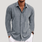 Button-Up Shirt - Long Sleeve - Regular Fit - Collared Shirt - Shirts for Men-Men's Top-Chaps London-Grey-S-Chaps London